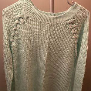 Mint braided sweater